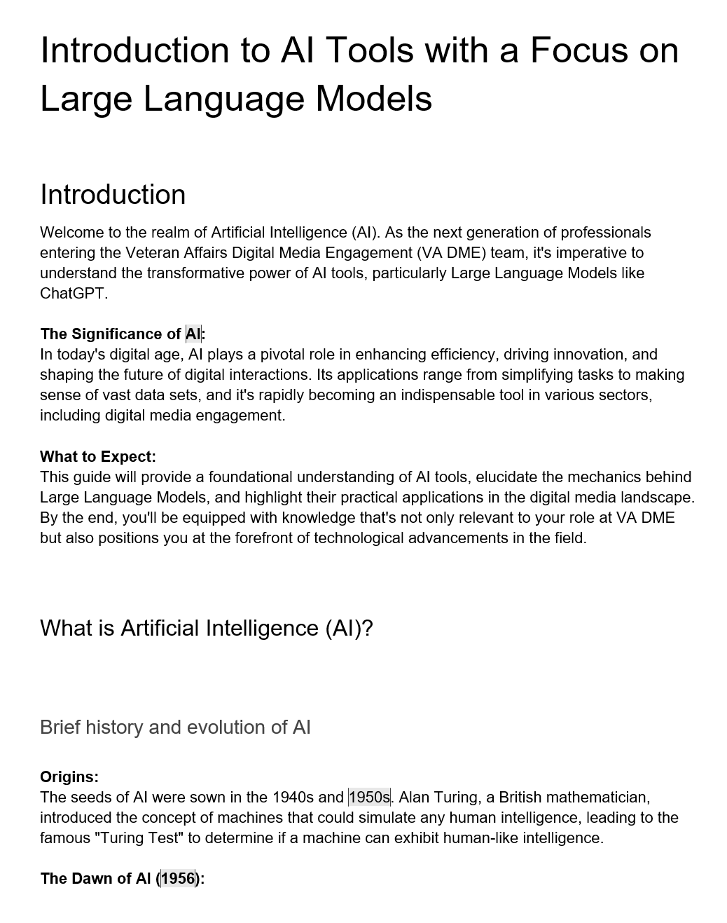 Introduction to Artificial Intelligence